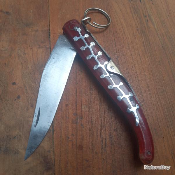 Ancien Couteau � palme A LA TETE DE RENARD Manche en R�sine