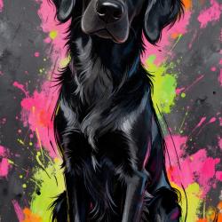 Flat-Coated Retriever - autocollant chien de chasse - collection GALT DOGS