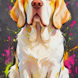 Clumber Spaniel - autocollant chien de chasse - collection GALT DOGS