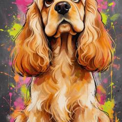 COCKER AMERICAIN - autocollant chien de chasse - collection GALT DOGS