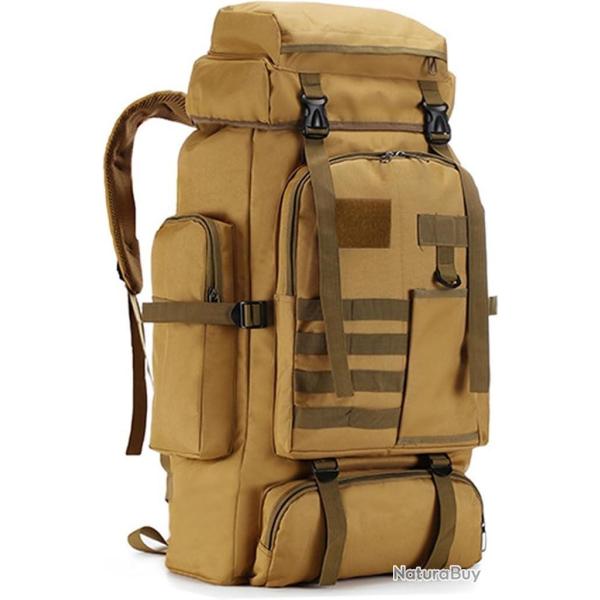 Sac � Dos Militaire Tactique �tanche 80L Oxford 800D Syst�me Molle Sports Plein Air Randonn�e Kaki