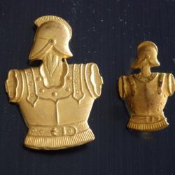 2 Insignes du Genie , laiton avec pattes d'attache