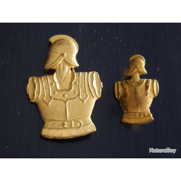 2 Insignes du Genie , laiton avec pattes d'attache