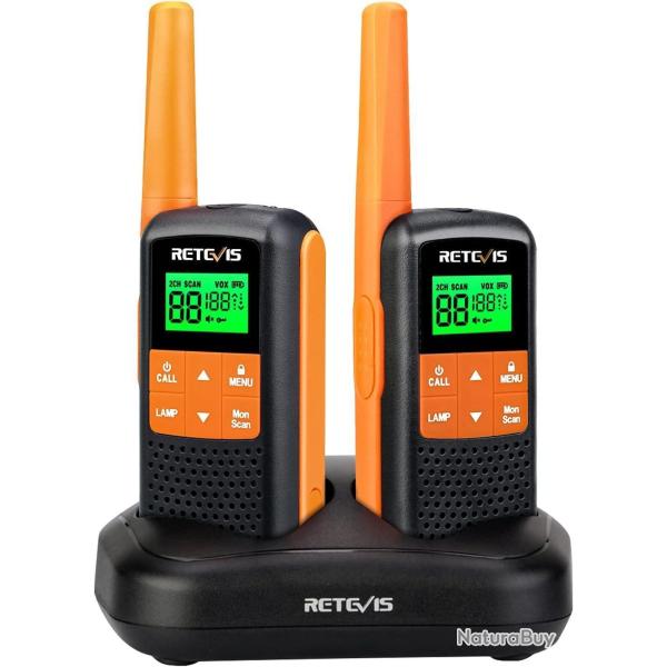 Talkie Walkie PMR446 Port�e 2000m 16 Canaux Batterie 1200mAh USB Lumi�re �tanche IP65 �cran LCD