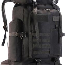 Sac &agrave; dos Tactique 80L Militaire &Eacute;tanche Syst&egrave;me Molle Oxford 800D Randonn&eacute;e Sports Plein Air Noir