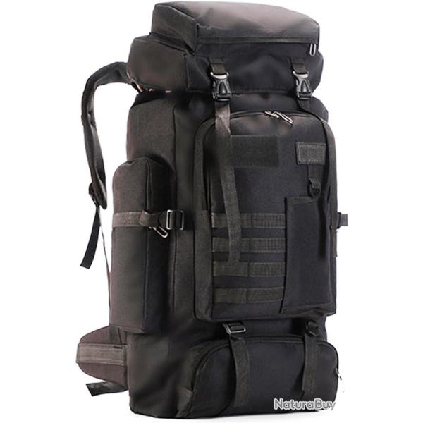 Sac � dos Tactique 80L Militaire �tanche Syst�me Molle Oxford 800D Randonn�e Sports Plein Air Noir