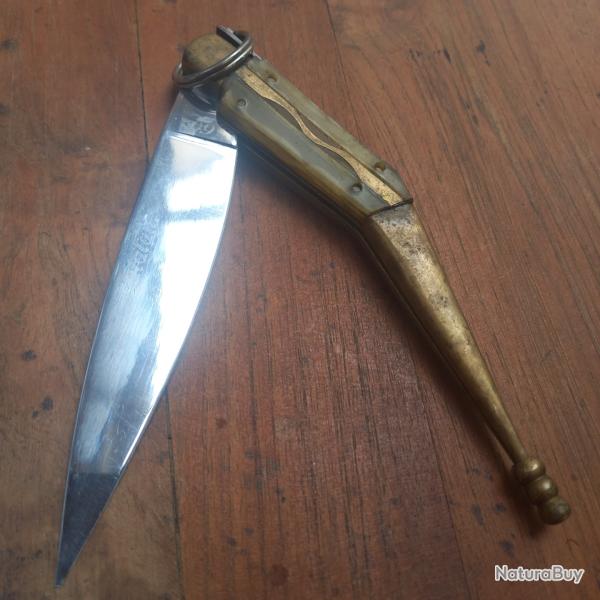 Acien Grand Couteau � palme CATALAN BABOU  Manche en R�sine et Laiton