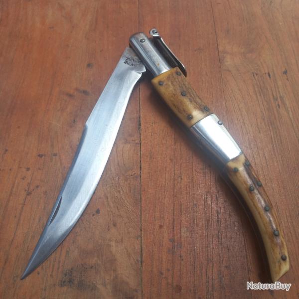 Tr�s Grand Couteau � palme J. MARTINEZ SANTA CRUZ Manche en Bois de Cerf