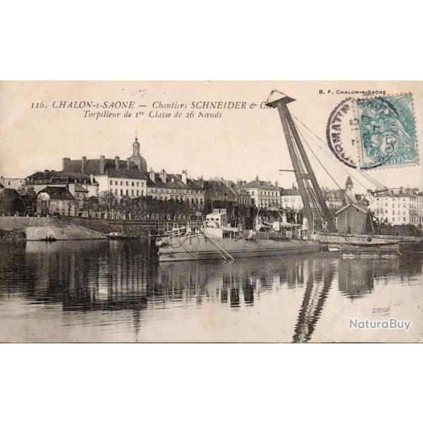 Carte postale ancienne - Chalon-sur-Sa�ne - Torpilleur Schneider - N�8985