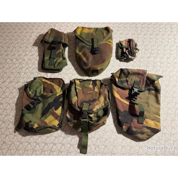 Lot de 6 pochettes tactiques MOLLE - Camouflage DPM Woodland britannique