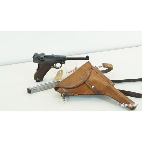 pistolet dwm p08 suisse 7.65 para et son holster cuir + chargeur