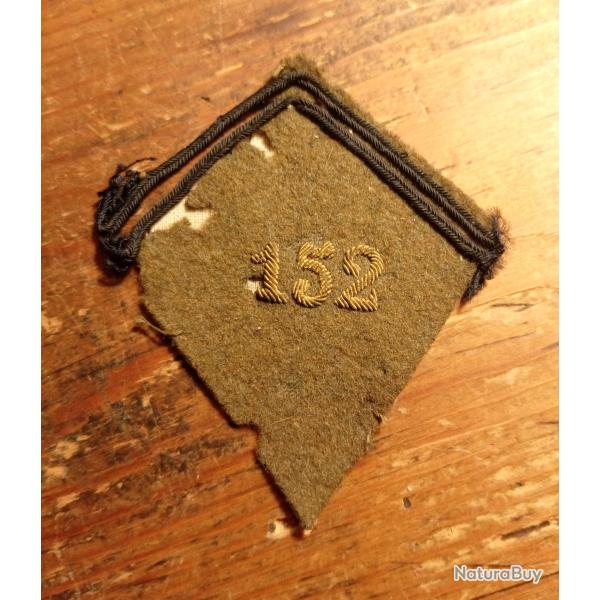 MILITARIA, patte de col du 152�me r�giment d'infanterie, entre deux guerres.