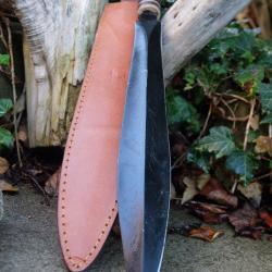 Poignard Dague Masai Lame Acier Carbone 1055 Blk Double Tranchant Manche Bois Etui Cuir Reproduction