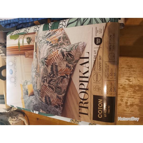 Parure de lit atmosphera tropical 260x240 neuf