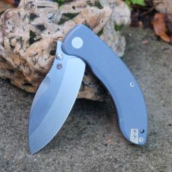Couteau Petrified Fish Zonda Lame Acier 14C28N Manche Gray Blue G10 Linerlock Clip