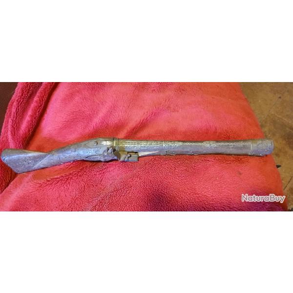Tromblon silex mamelouk  damasqin� d argent XVIII �me