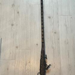 Fusil traditionnel Moukhala XIXe - platine &agrave; Miquelet, incrustation d'os (163cm)