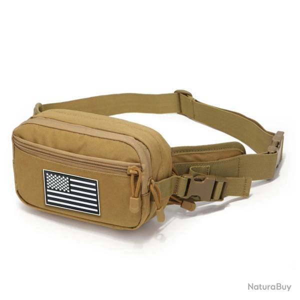 Sac Banane Tactique Chasse Randonn�e P�che Outdoor Ceinture R�glable Rembourr�e Multipoches Sand