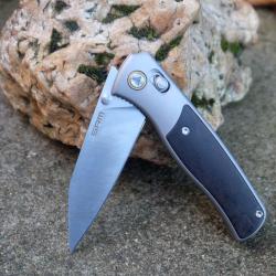 Couteau SRM Medal Lame Acier 14C28N Manche Aluminium/&Eacute;b&egrave;ne Ambi-Lock 259L-AK
