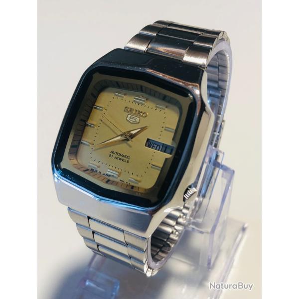 Montre Vintage Seiko 5 Automatique Cal. 7009-537B, Cadran Dor�, Bracelet Acier, 1981