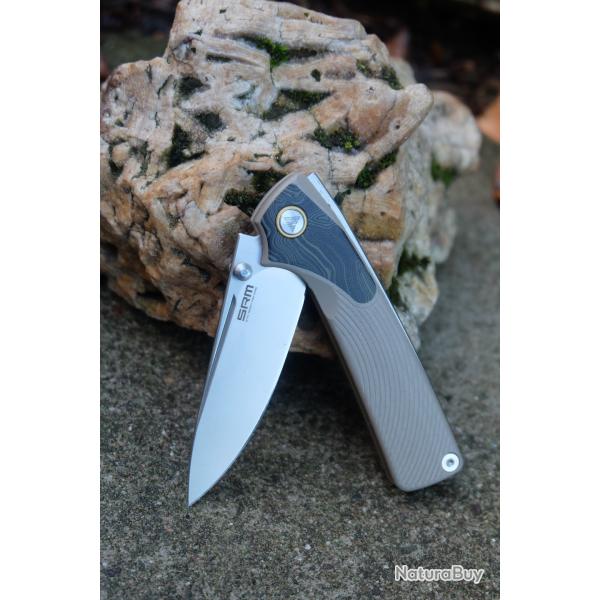 SRM 106M-GW Dome - Couteau pliant Lame acier 14C28N Manche G10 Sable/G-Mascus Slip Joint