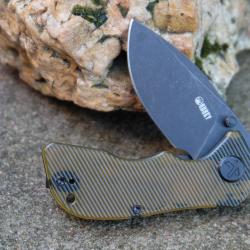 Kubey KU180M Karaji - Couteau pliant acier 14C28N Blackwash, manche Ultem, Liner Lock Clip