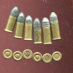 Lot de 6 cartouches .320 &agrave; balle pour revolver Bull Dog - sans marquage  - PORT COMPRIS