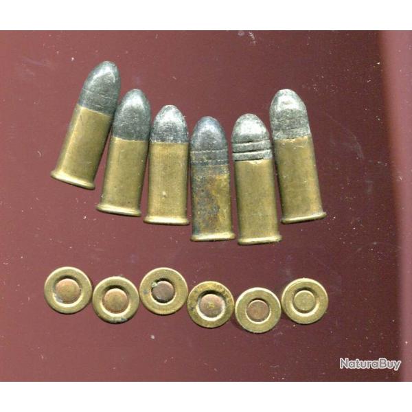 Lot de 6 cartouches .320 � balle pour revolver Bull Dog - sans marquage  - PORT COMPRIS