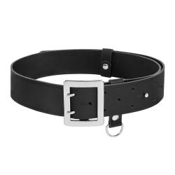 Ceinture Officier Cuir Naturel Miran 45mm Boucle M&eacute;tal Noir