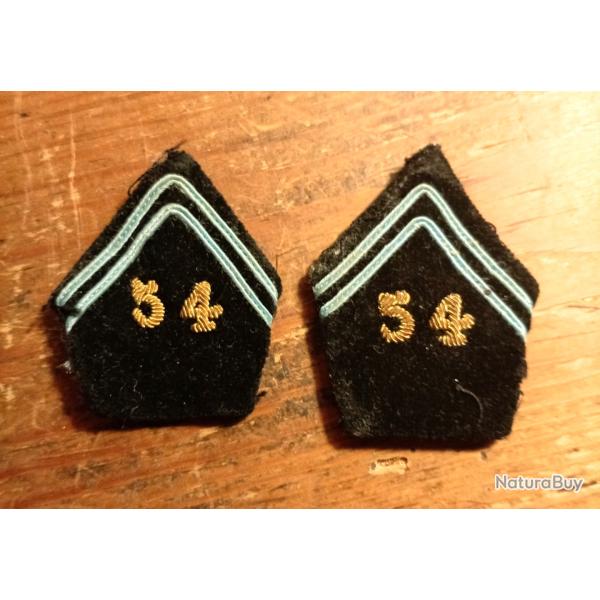MILITARIA, insigne de col du 54�me R�giment des Transmissions, mod�le 39.