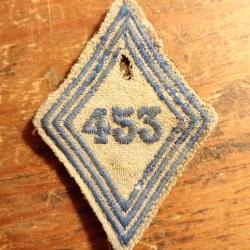 MILITARIA, insigne de bras du 453&egrave;me r&eacute;giment du mat&eacute;riel, mod&egrave;le 45.