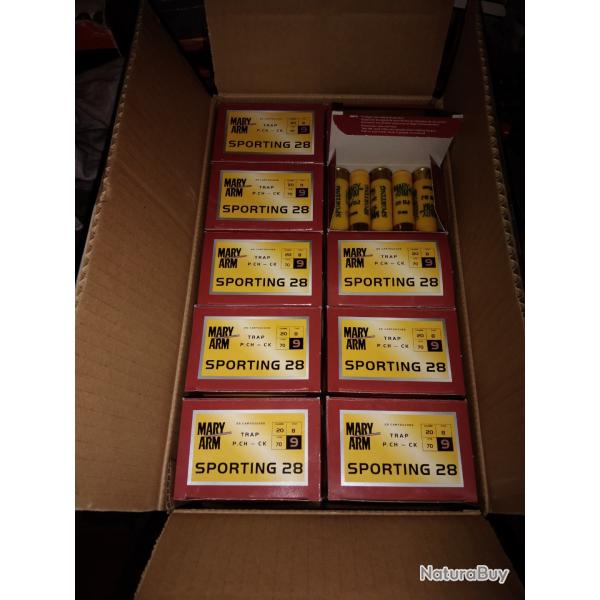 Carton de 250 cartouches cal 20 Mary sporting en 9