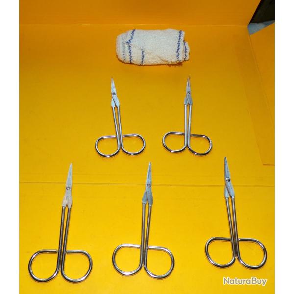 SERVICE DE SANTE : OUTIL MEDICAL LOT DE 5 PAIRES DE PETITS CISEAUX  POUR OPERATION ,BON ETAT  VOIR P