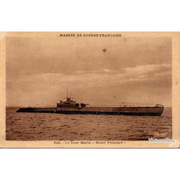 Carte postale ancienne Marine de Guerre Fran�aise - Sous-marin Henri Poincar� -N�3939