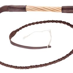 Fouet de chasse &agrave; manche torsad&eacute; en saule, flotte cuir - Country