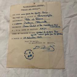 Cadeau No&euml;l 1945 bon de ravitaillement paire de gants laine