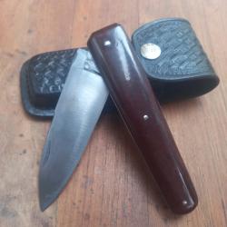 Gros et Solide Couteau BOULEDOGUE Chasseur VERITABLE ISSARD Manche C&eacute;loron &Eacute;tui en Cuir