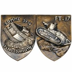 Lot de 2 Blasons Artisanaux Chars WW1 Somme 1916 FT17 - 14 x 11 cm