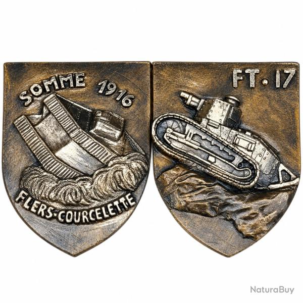 Lot de 2 Blasons Artisanaux Chars WW1 Somme 1916 FT17 - 14 x 11 cm