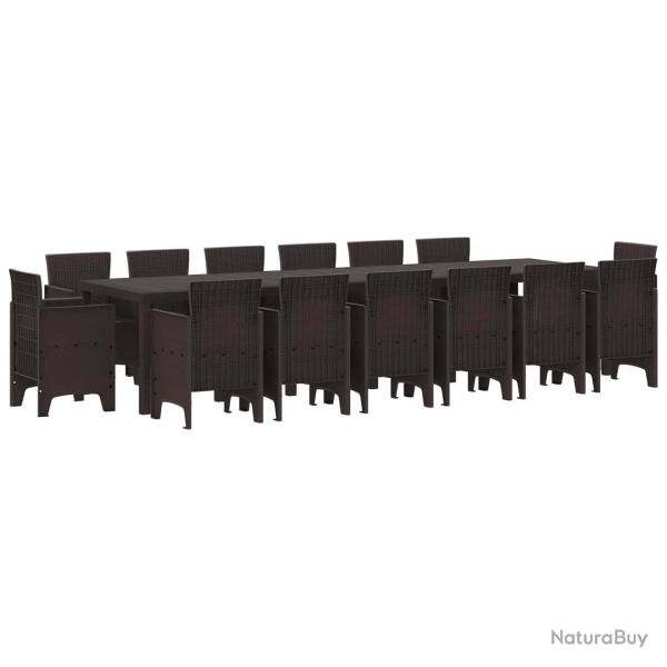 Ensemble de salle � manger 15 pi�ces, rattan polt, marron