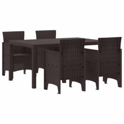 Ensemble de salle &agrave; manger, 5 pi&egrave;ces, marron, rattan Polt