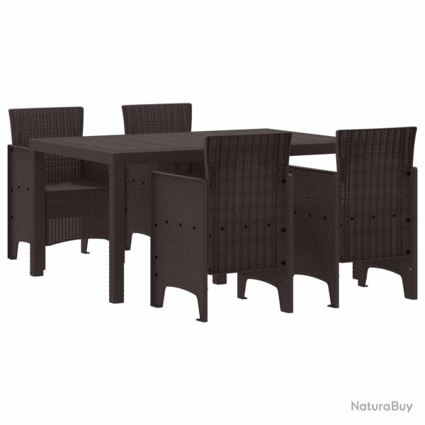 Ensemble de salle � manger, 5 pi�ces, marron, rattan Polt