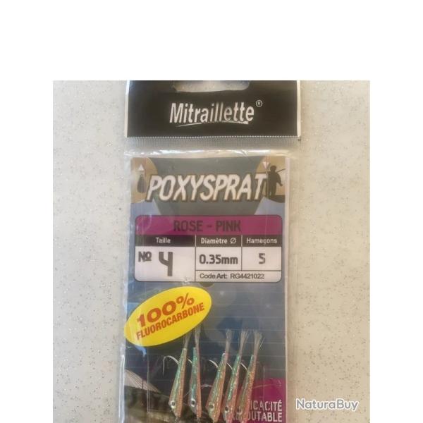 Mitraillette Ragot PoxySprat rose - 5 hame�ons n�4 - 0,35 mm - neuf - RG4421022