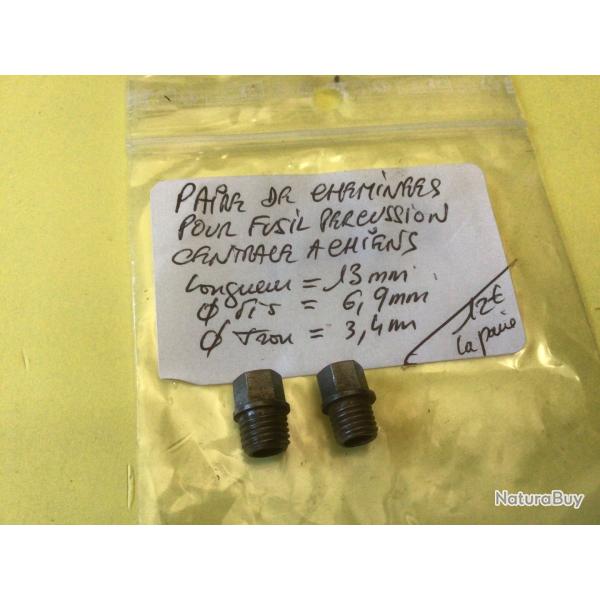 VENDU PAR LE-CUIRASSIER PAIRE DE CHEMINEES POUR FUSIL � CHIENS PERCUSSION CENTRALE