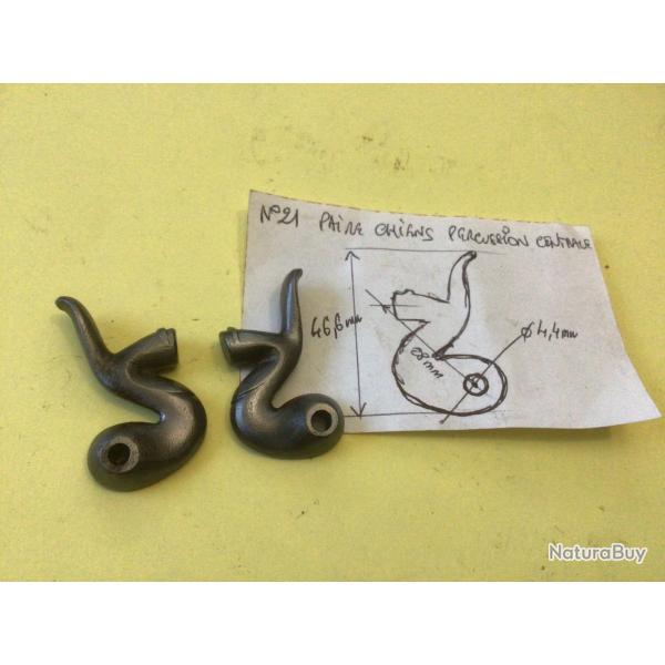 VENDU PAR LE-CUIRASSIER N� 21 PAIRE DE CHIENS POUR FUSIL DE CHASSE A CHIENS PERCUSSION CENTRALE