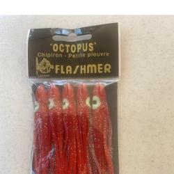Octopus Flashmer 11 cm rouge - blister de 5 - leurres mer bar lieu maquereau
