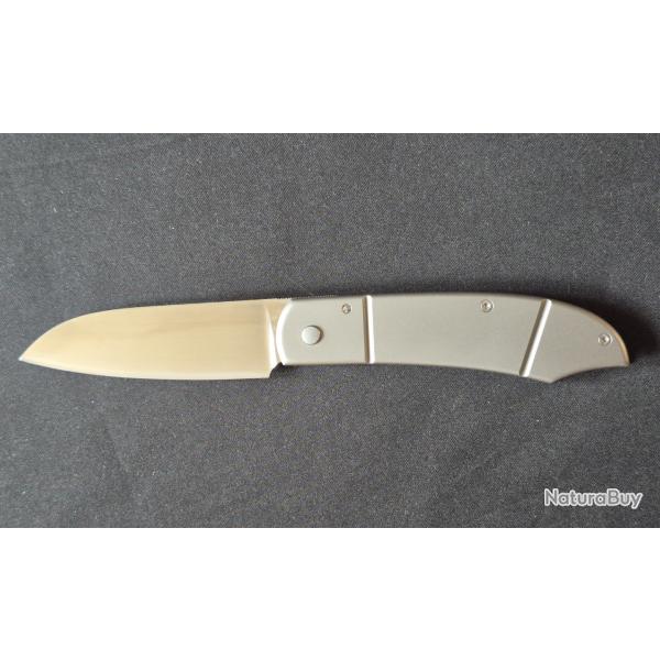 Couteau pliant artisanal de David LESPECT Frame-lock titane - Etat NEUF