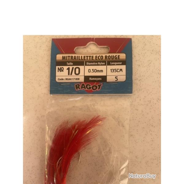 Ragot Mitraillette Eco Rouge - 5 hame�ons 1/0 - 135 cm - RG4417008 - Neuf