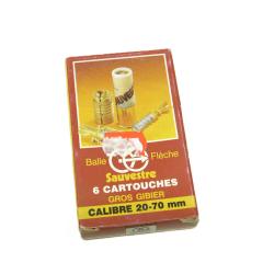 Boite de 6 cartouches a balle  20-70 Sauvestre gros gibier