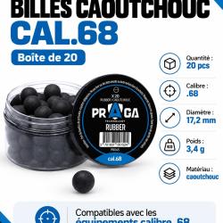BILLES CAOUTCHOUC CAL.68 - BO&Icirc;TE DE 20